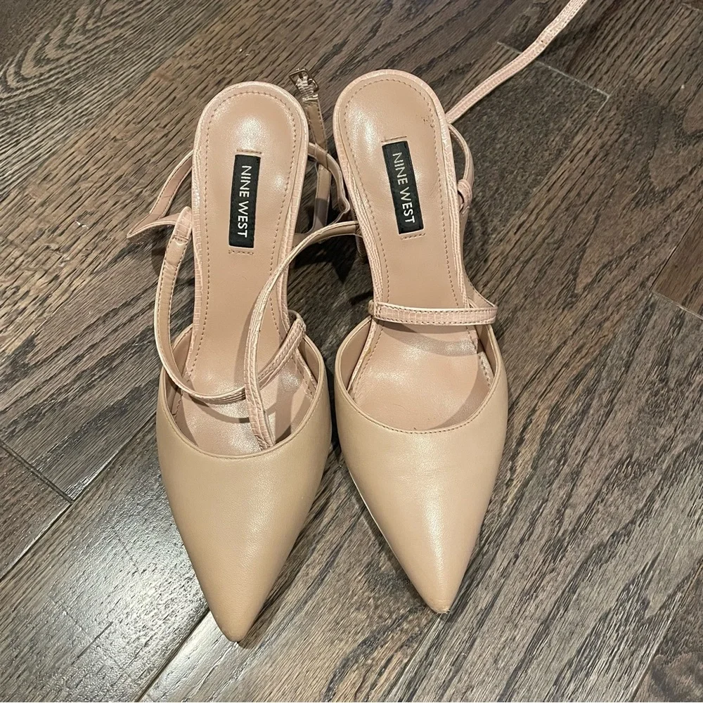 Nine West Tan Strappy Block Heels